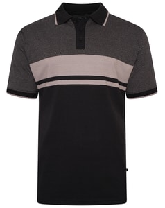 KAM Dobby Weave Block Polo Black